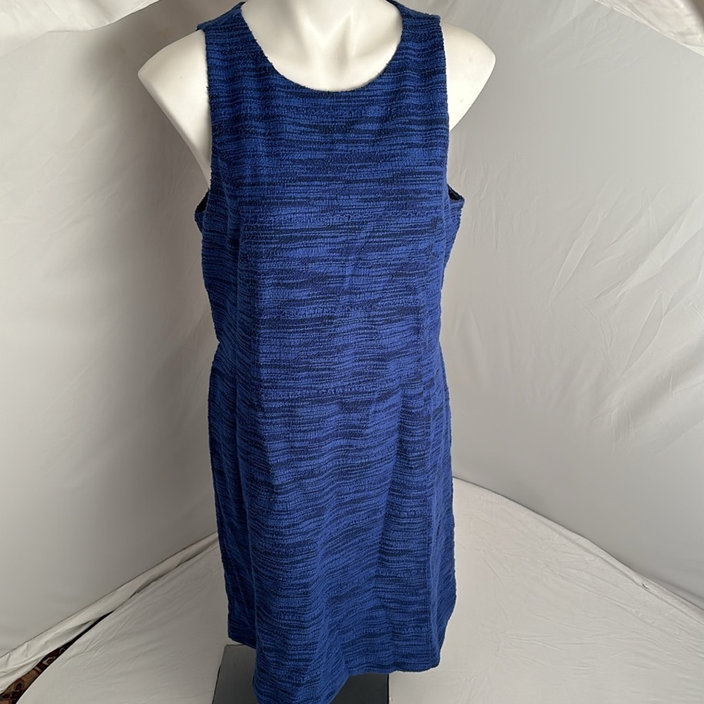 Ann Taylor blue and black marled boucle textured shift dress